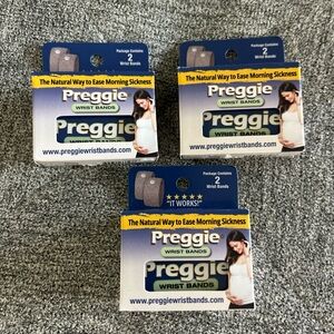 Lot Of 3- Preggie Gray Wrist Bands Morning Sickness Relief Acupressure- NIB